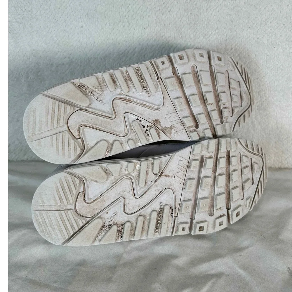 Nike Air Max 90 LTR PS White Metallic Silver Sneakers CD6867-100 Size 2.5Y